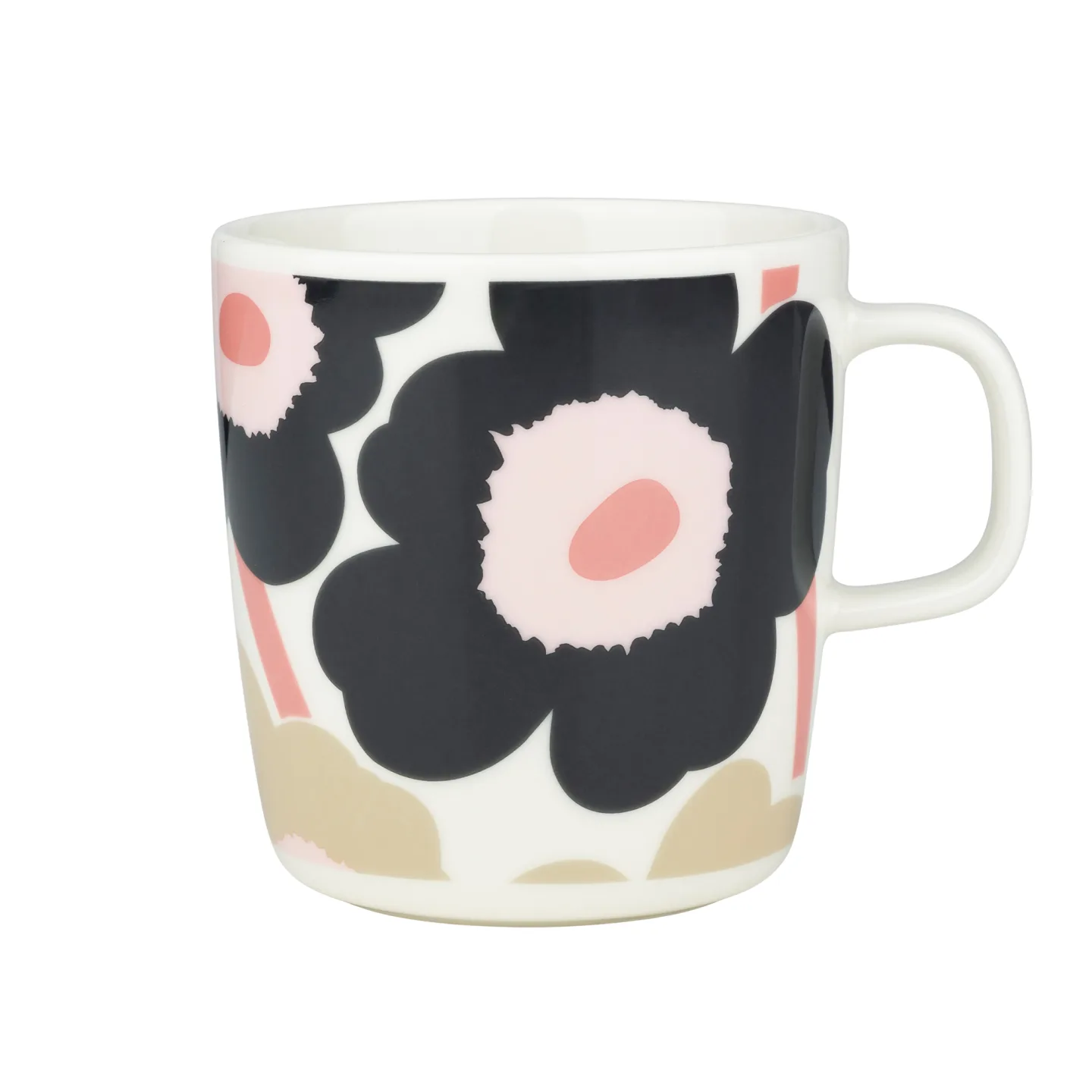 Marimekko - Unikko Mug 4 dl, off-white/charcoal/sand/pink - Tekoppar