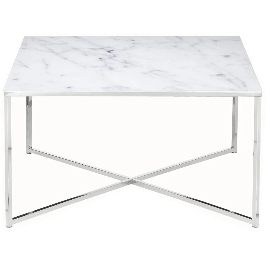 Salontisch Jael weiss, silber Glas, Metall B 80 T 80 cm