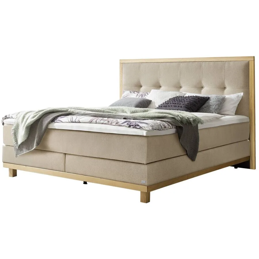 Hasena Boxspringbett Cecilia sand Stoff 140 x 200 cm
