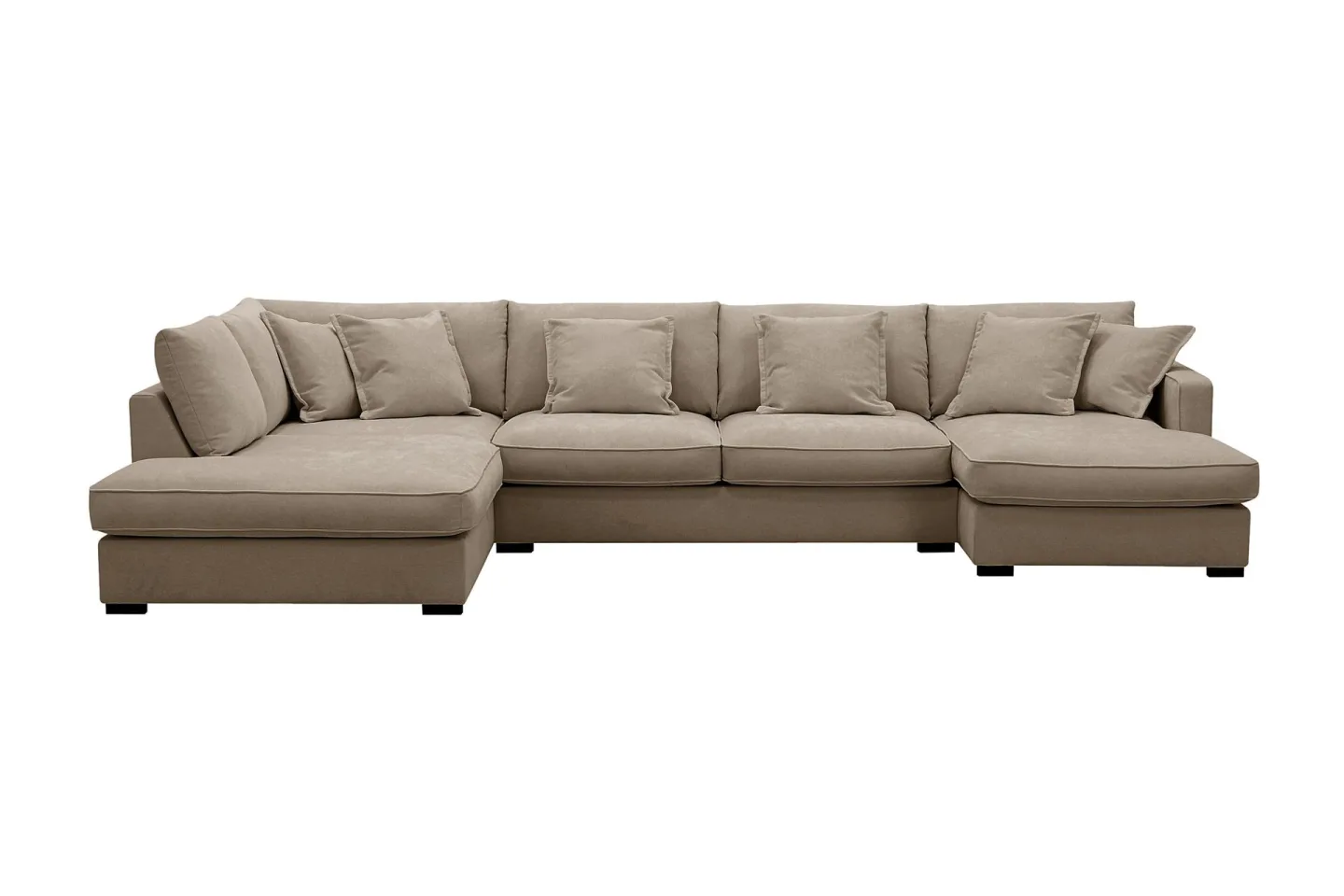 Rossita Lyx 5-sits Högervänd U-formad Extra djup Soffa med Divan och Schäslong i Tyg - Brun
