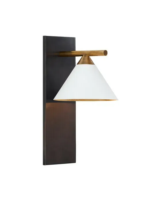 Cleo Sconce Bronze and Antique Brass/Matte White