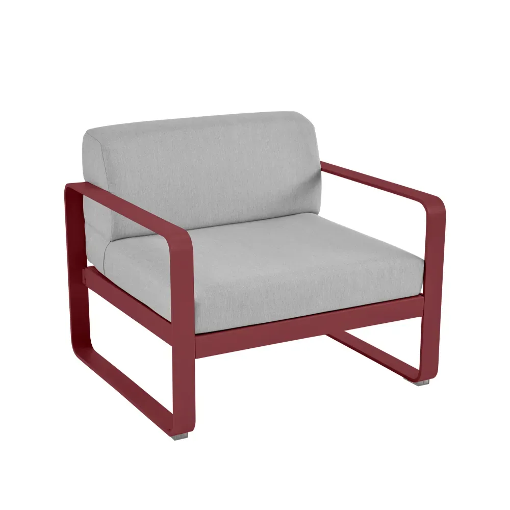 Fermob Bellevie fåtölj Chili (röd), flannel grey dyna