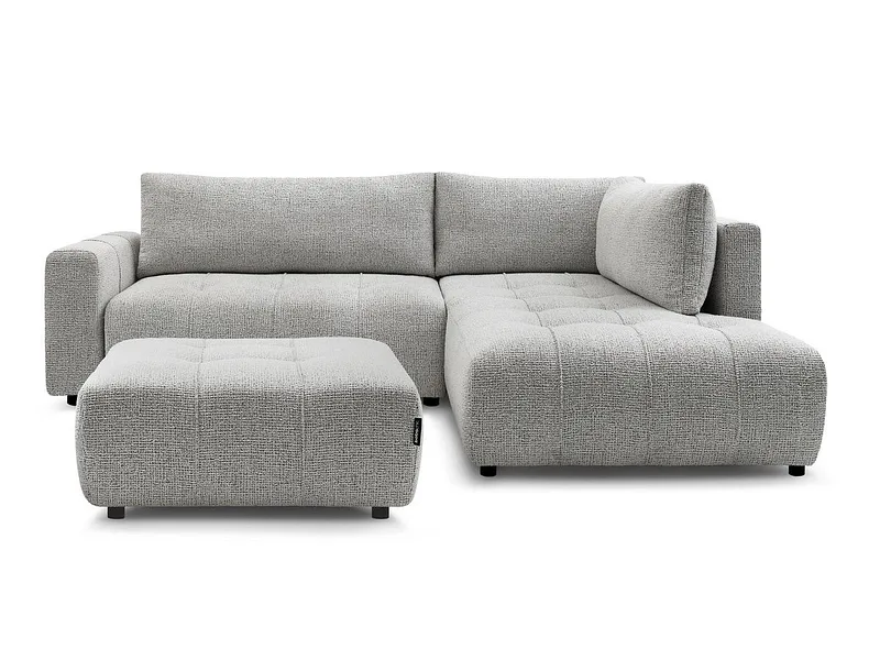 Ecksofa mit Hocker BOBOCHIC ARSENE Stoff chiniert hellgrau