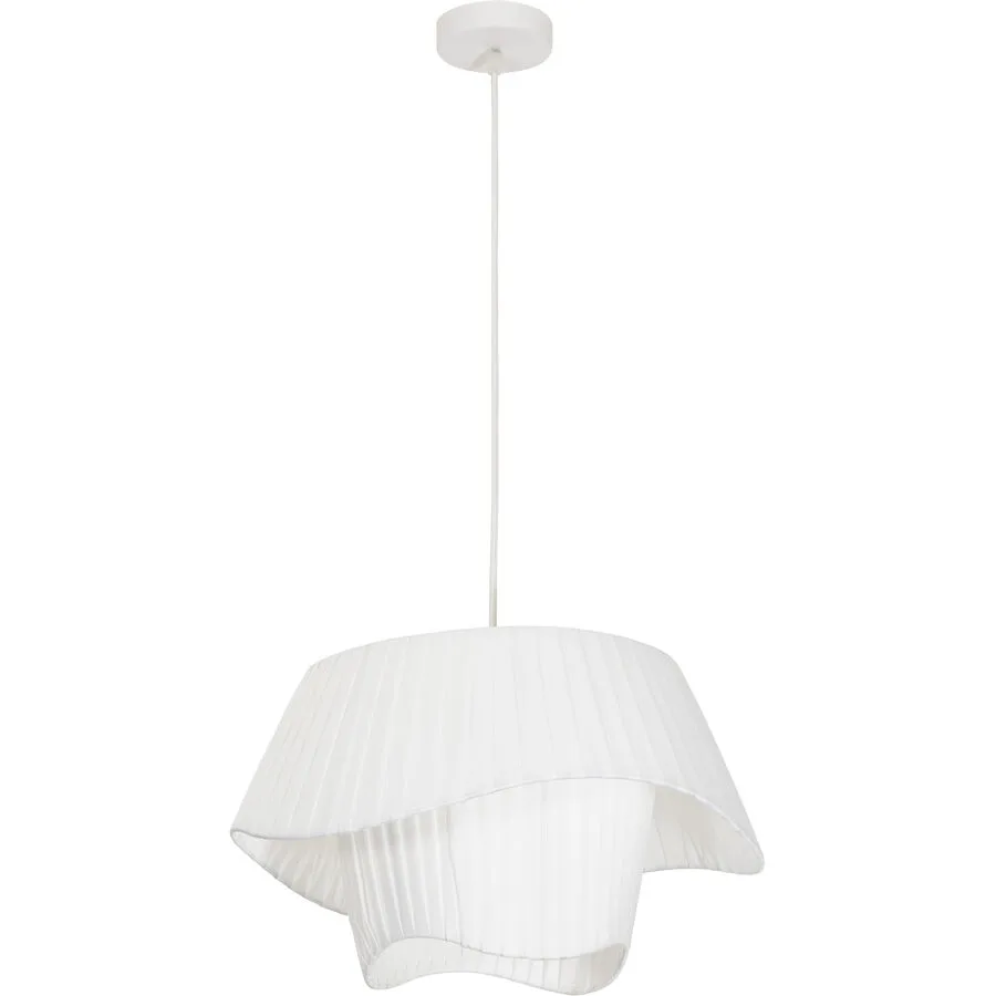 Pendellampe Esla Weiss Metall/Stoff 40 cm 150 cm - Farbe: Weiss matt - Material: Metall/ Stoff