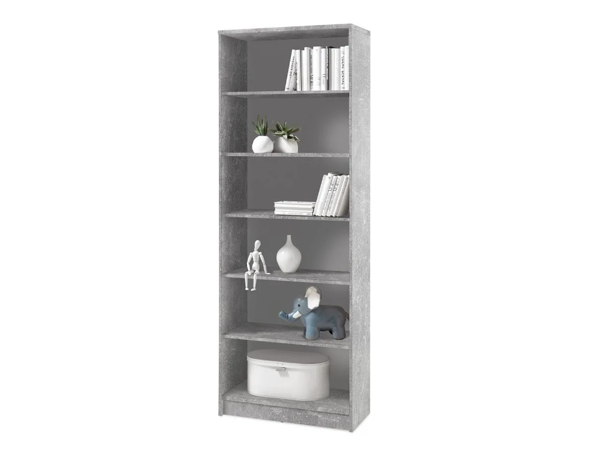 Bücherregal Standregal Betonoptik - weiß 72 x 198 cm - 5 Einlegeböden - OPTIMUS
