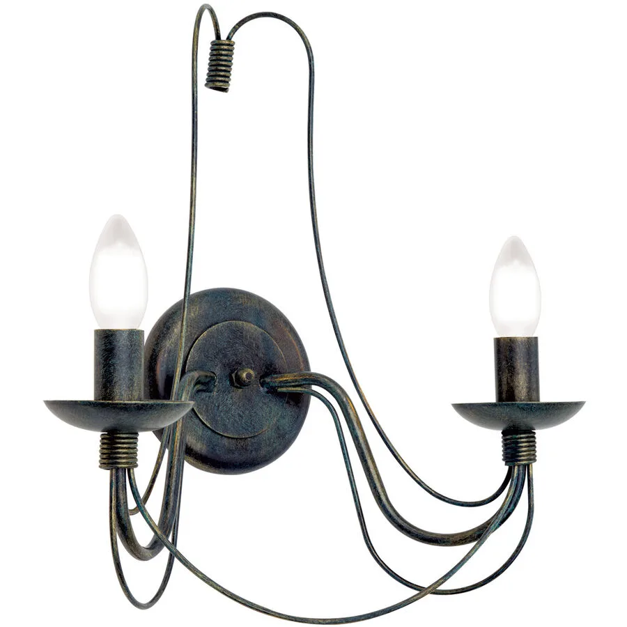 Wandlampe Vela Grün/Schwarz Stahl 39 cm 40 cm - Farbe: Schwarz/grün