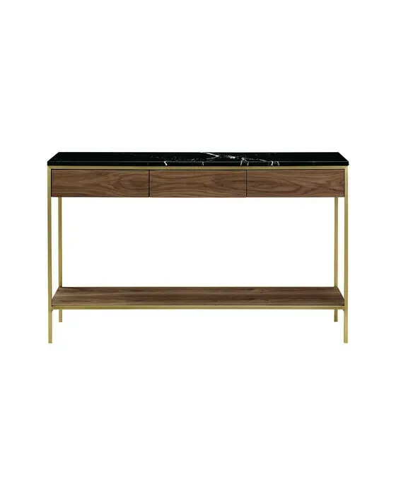 Erin Console Table Brass Walnut
