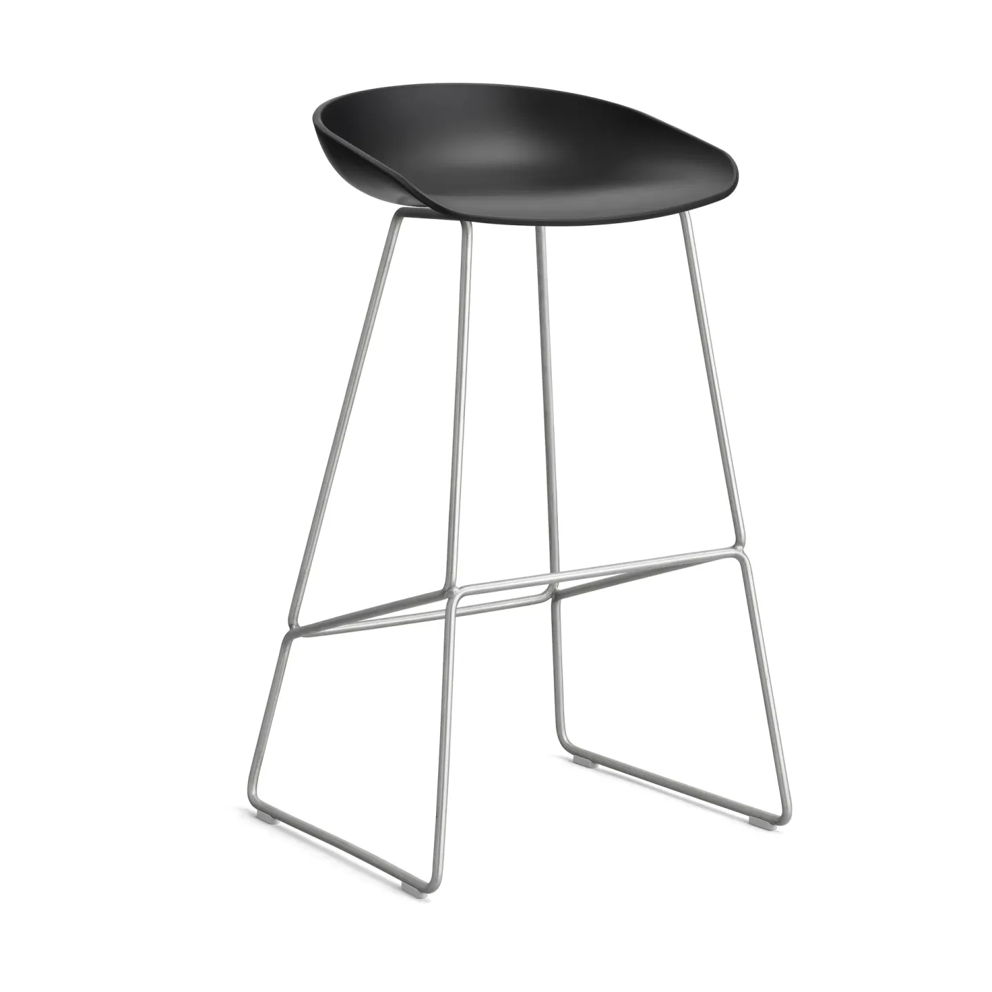 HAY About a Stool 38 High Barhocker 2.0 Schwarz-Edelstahlgestell