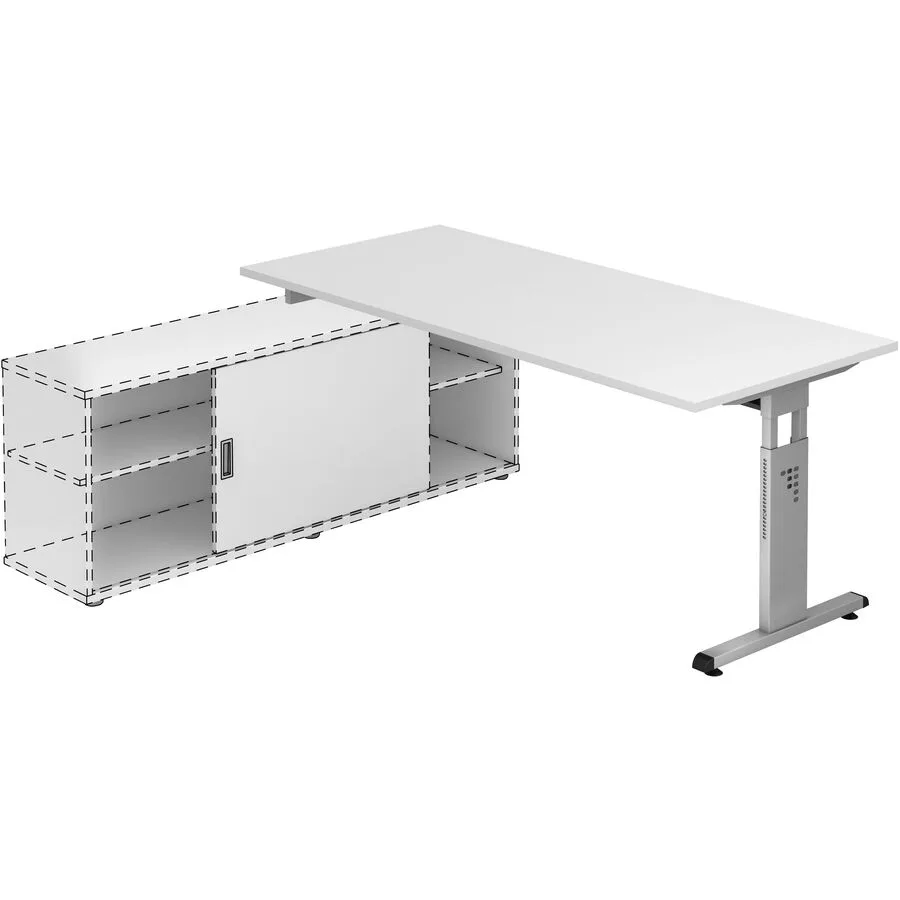 Anbauschreibtisch Office weiss Holzwerkstoff B 180 T 80 cm