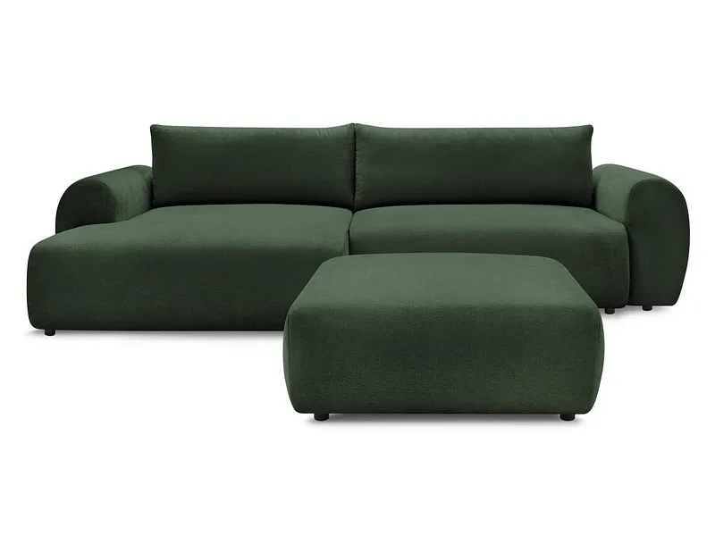 Ecksofa mit Hocker BOBOCHIC LUCIEN Stoff grün