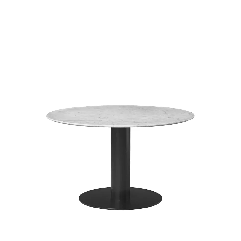 GUBI Gubi 2.0 matbord marble white, ø110, svart stativ