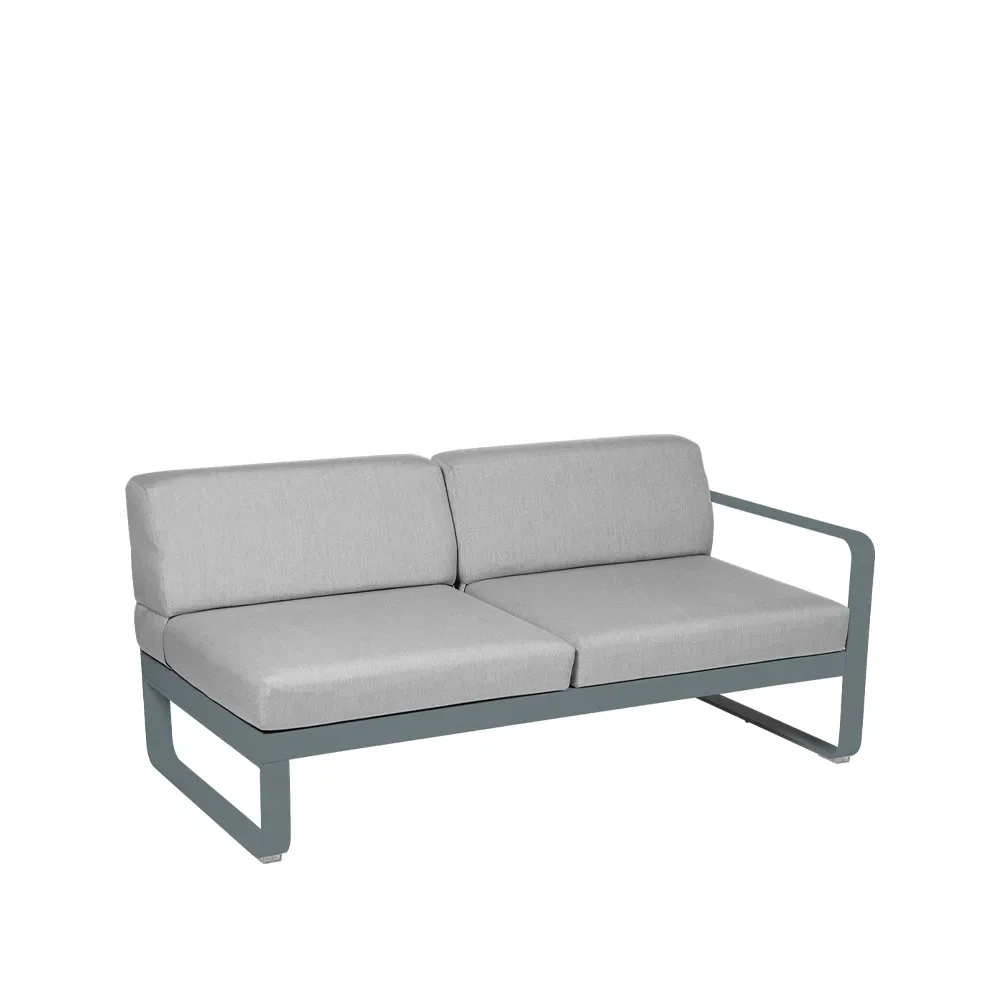 Fermob Bellevie Right modulsoffa 2-sits Storm grey (grå), flannel grey dyna