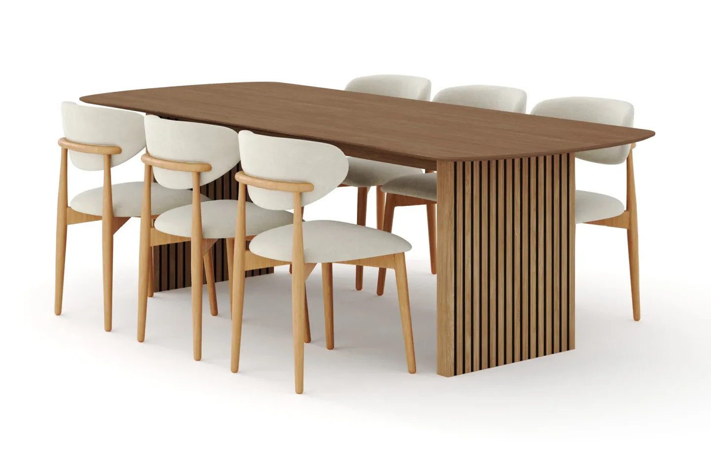 Richeto Matgrupp 240 cm Ek med 6 Molly Matstolar - Ek/Beige