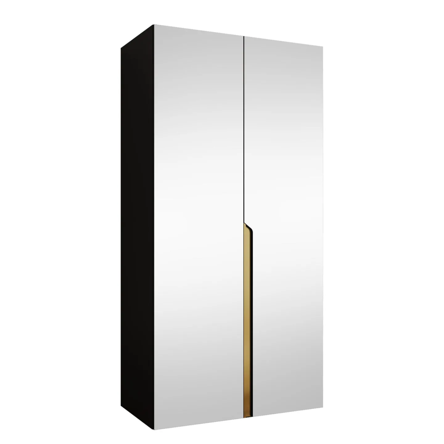 Milias Garderob med spegel 100x202 cm - svart / guld