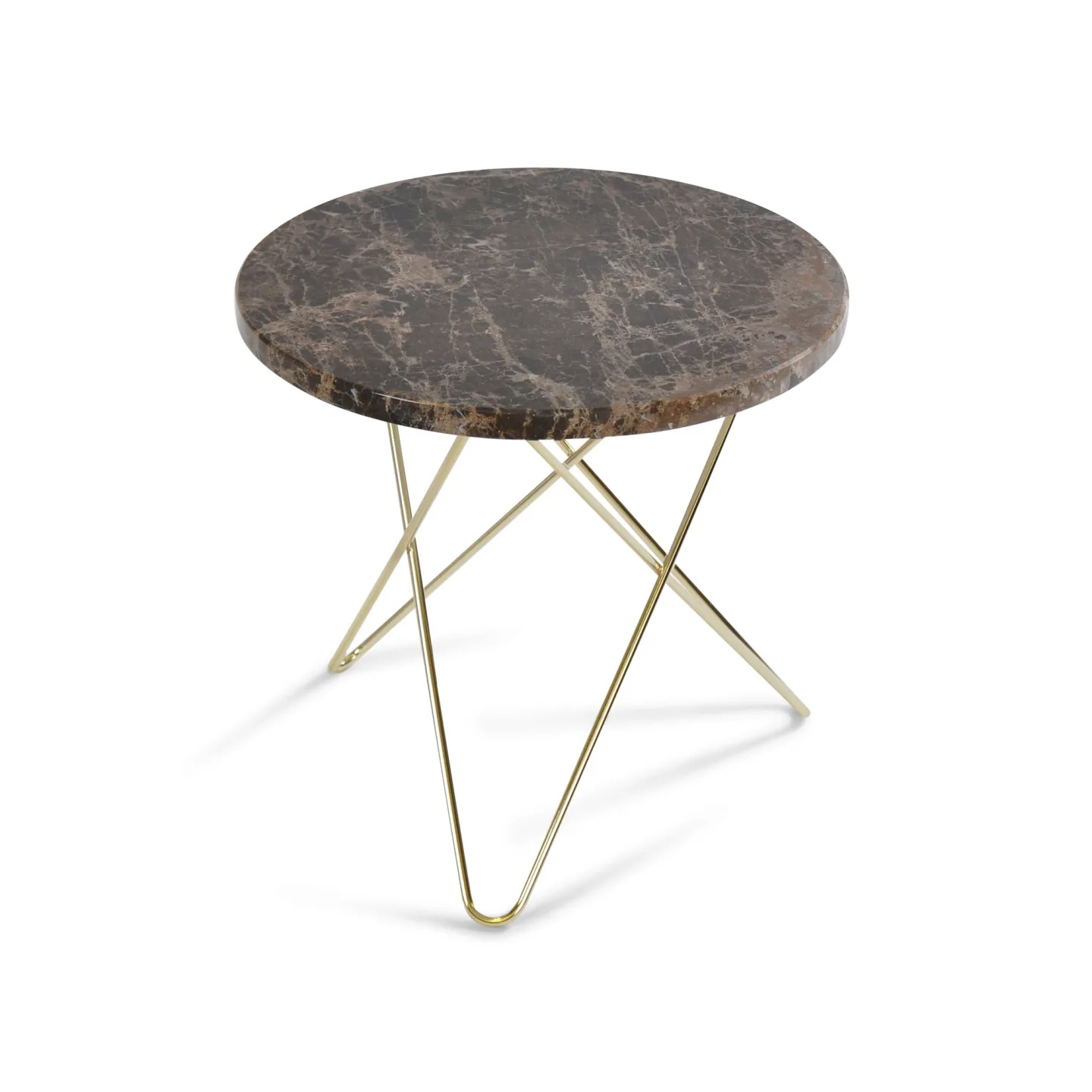 OX Denmarq - Mini O Table, Brass Frame, Top: Brown Marble - Sidobord - Dennis Marquart - Brun - Metall/Sten