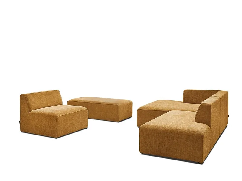 Sofa mit Hocker BOBOCHIC MEGEVE Stoff mit Textur gelb