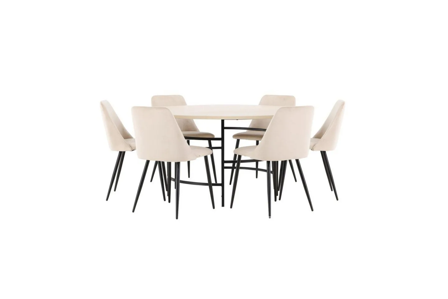 Matgrupp Copenhagen Runt 140 cm med 6st Night Stolar Vit / Svart - Vit / Svart