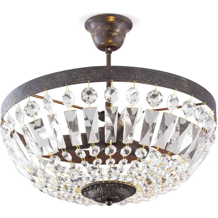 Briamond Deckenlampe Arila Braun Stahl/Kristall 40 cm 27 cm - Farbe: antikbraun