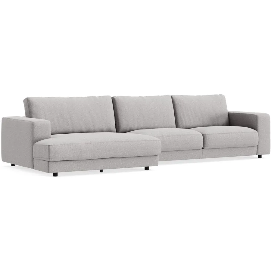 Ecksofa Ava Links Bezug: 100% Polyester elephant B 350 T 150 cm - Möbel Konfigurator: Traummöbel individuell zusammenstellen