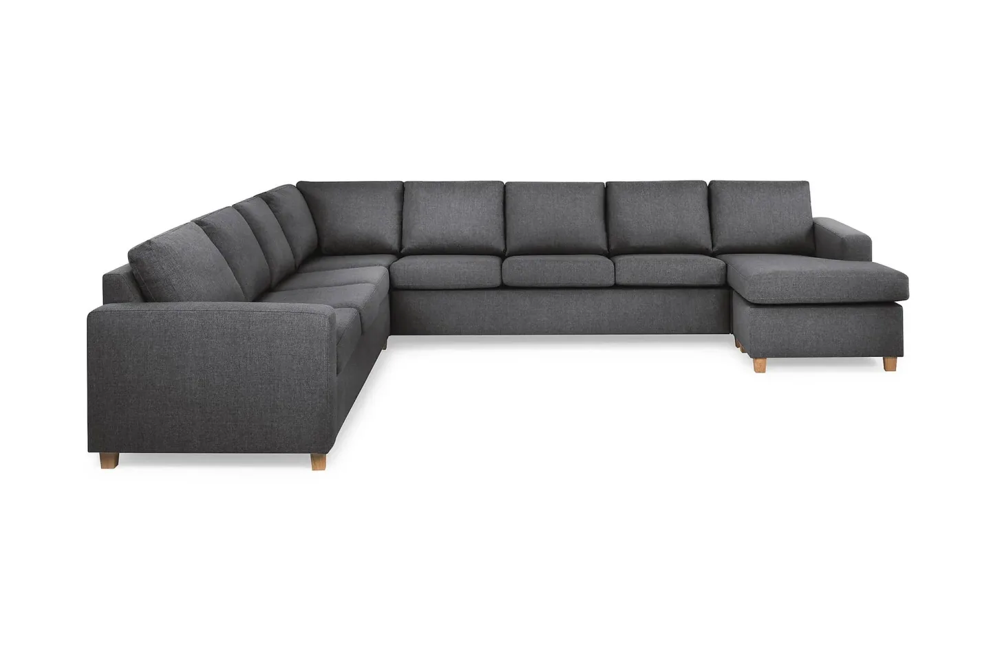 Crazy 7-sits Högervänd U-formad XX-Large Hörnsoffa med divan i Tyg - Mörkgrå