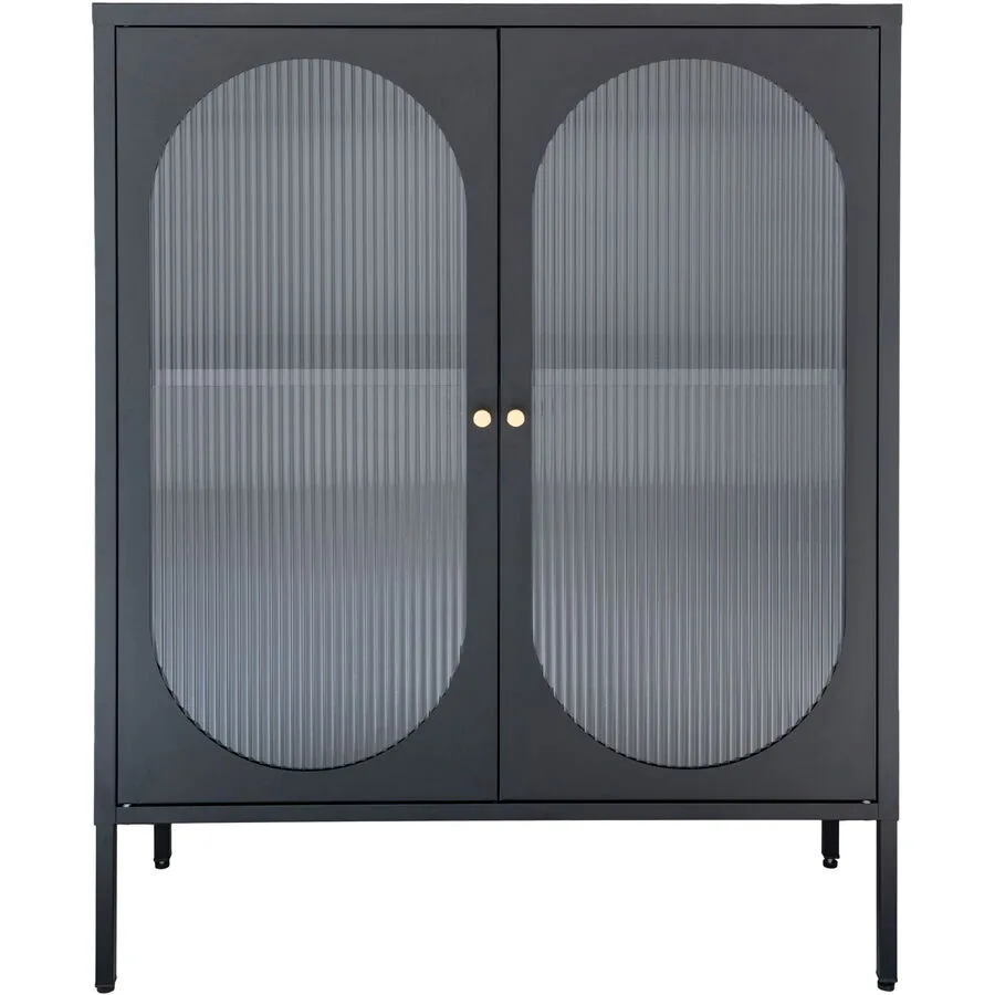 Vitrine Vandor schwarz Stahl/Glas B 90 H 110 cm