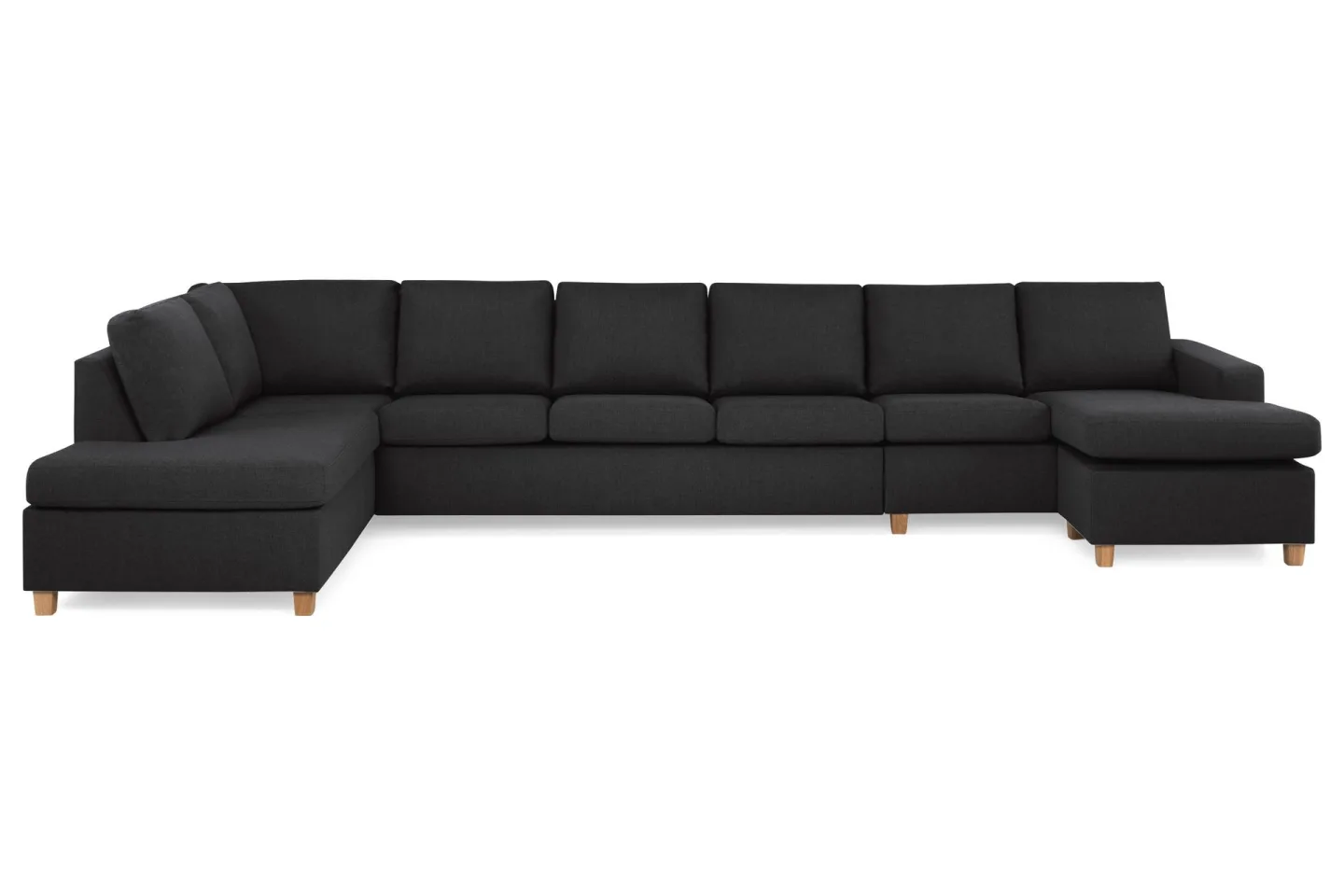 Crazy 6-sits Vänstervänd U-formad XX-Large Soffa med Divan och Schäslong i Tyg - Antracit