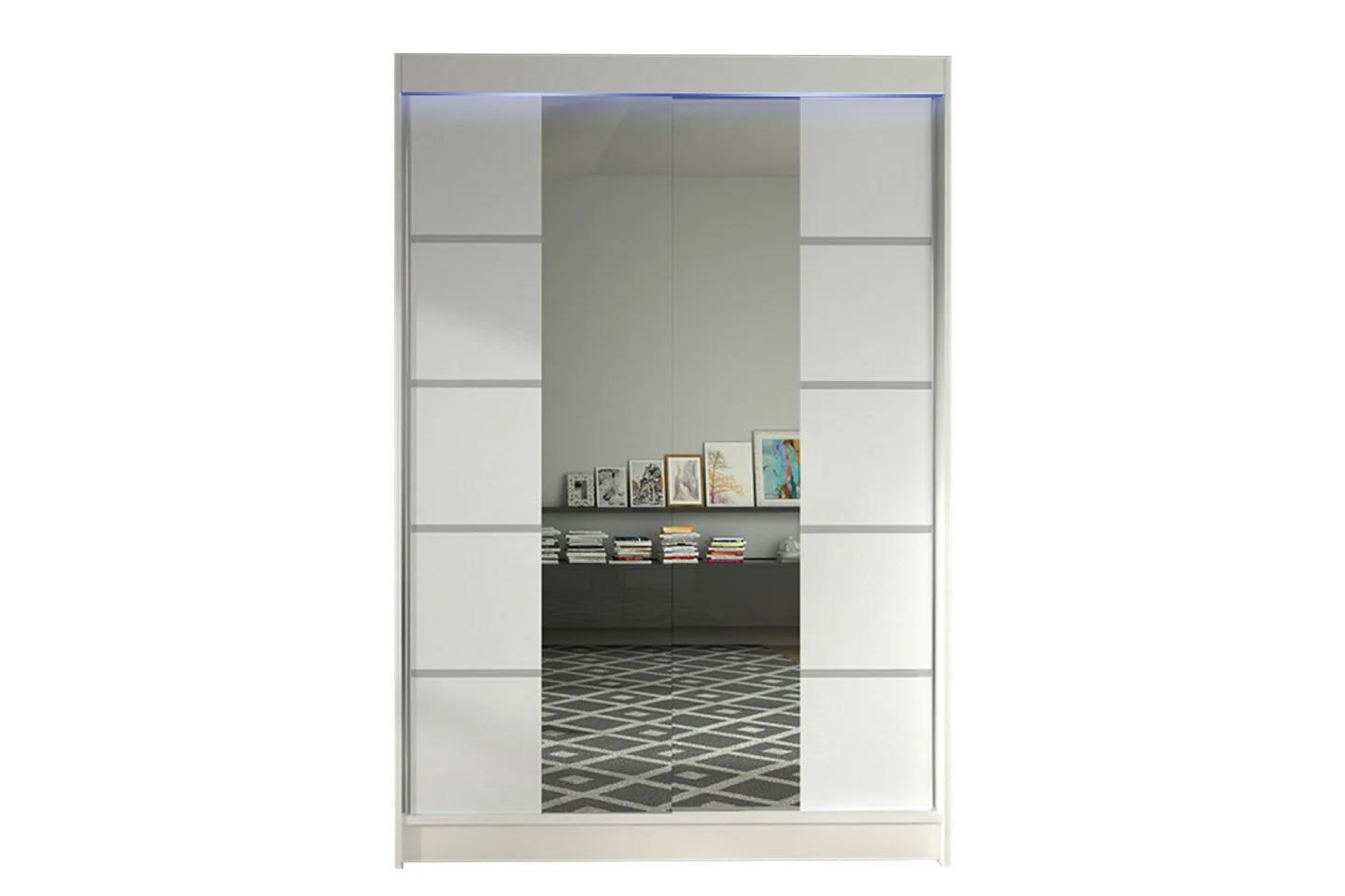 Liverpool Garderob med Spegel 120x200 cm - Vit