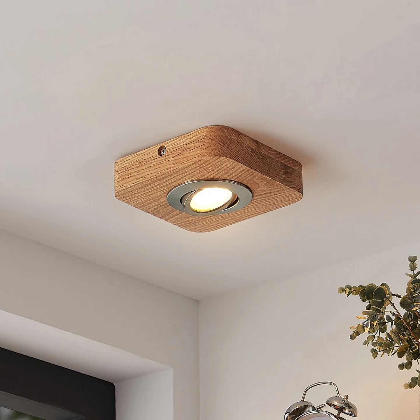 Mikari LED Loftlampe Wood - Lindby - Stue - Moderne - Træ - Kantet