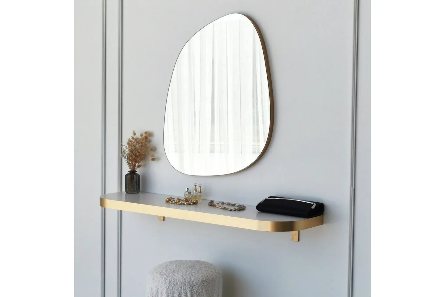 Karamea Spegel 58 cm Asymmetrisk - Guld