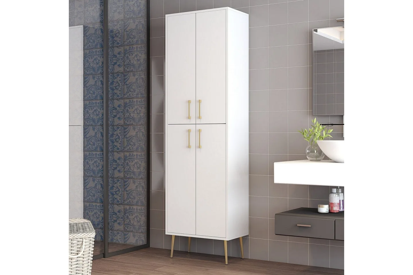 Retzow Highboard - Guld/Vit
