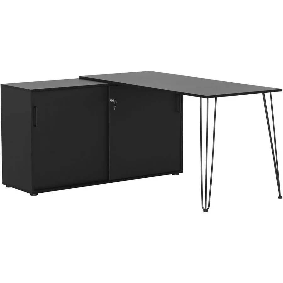Schreibtisch Koke schwarz Holzwerkstoff B 129.5 T 145 cm