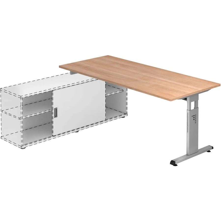 Anbauschreibtisch Office Nussbaum Dekor Holzwerkstoff B 180 T 80 cm