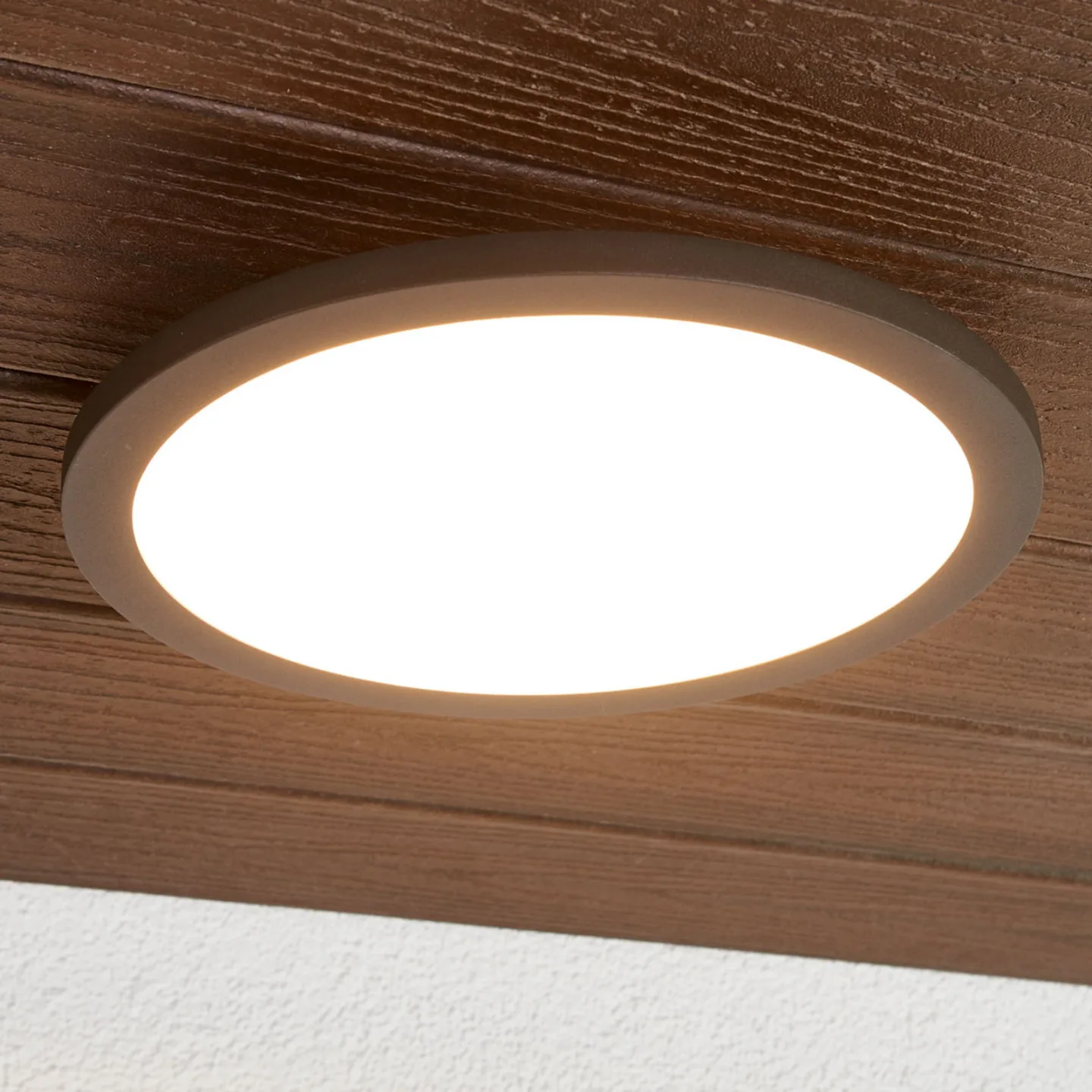 Malena LED Außen Deckenleuchte w/Sensor Dark Grey - Lucande - Balkon - Modern - Aluminium - Rund