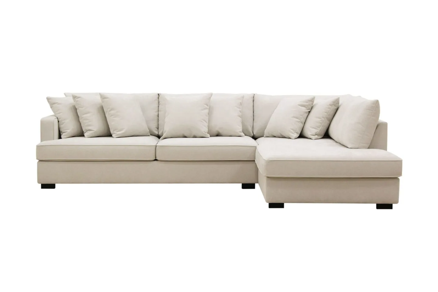Rossita 4-sits Högervänd L-formad Djup Schäslongsoffa i Tyg - Beige