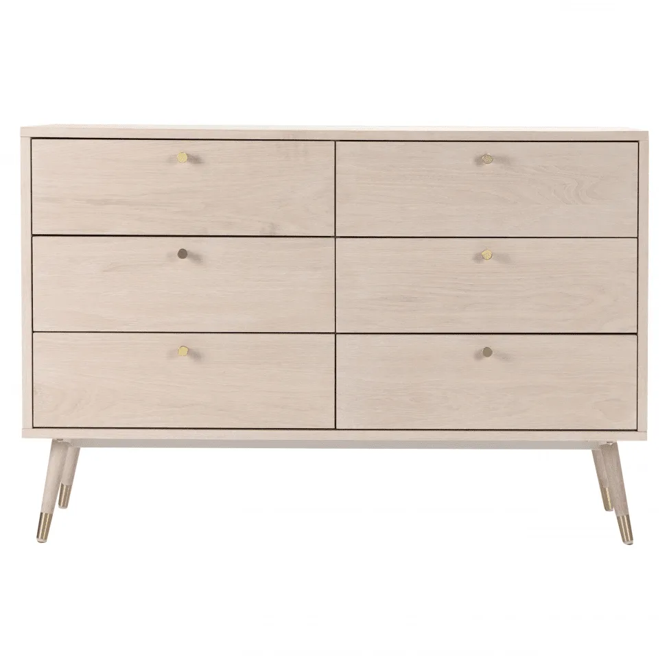 Kommode - Prime - 6 lådor (hvit eik) (Størrelse: Standard)