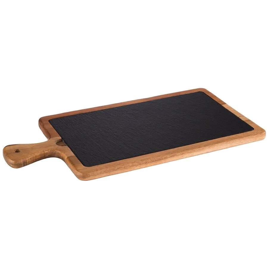 Servierbrett Aps braun/schwarz Holz/Schiefer B 33 T 20 cm