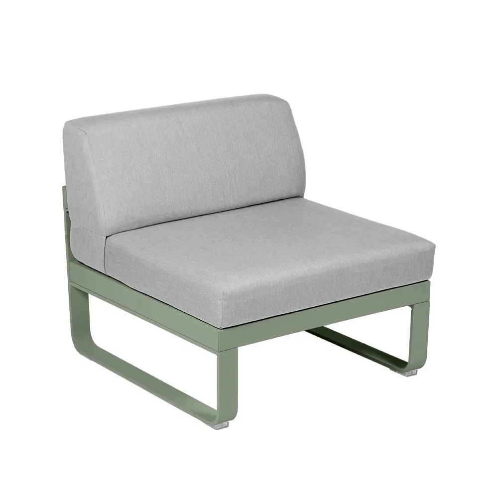 Fermob Bellevie Central modulsoffa Cactus (grön), flannel grey dyna, 1-sits