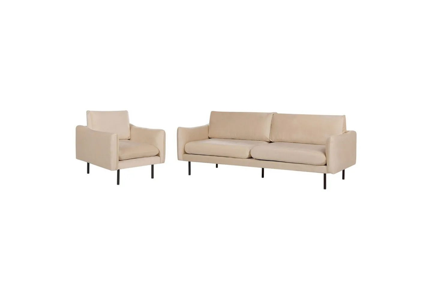 Soffgrupp Vinterbro Beige/svart, Sammet - Beige