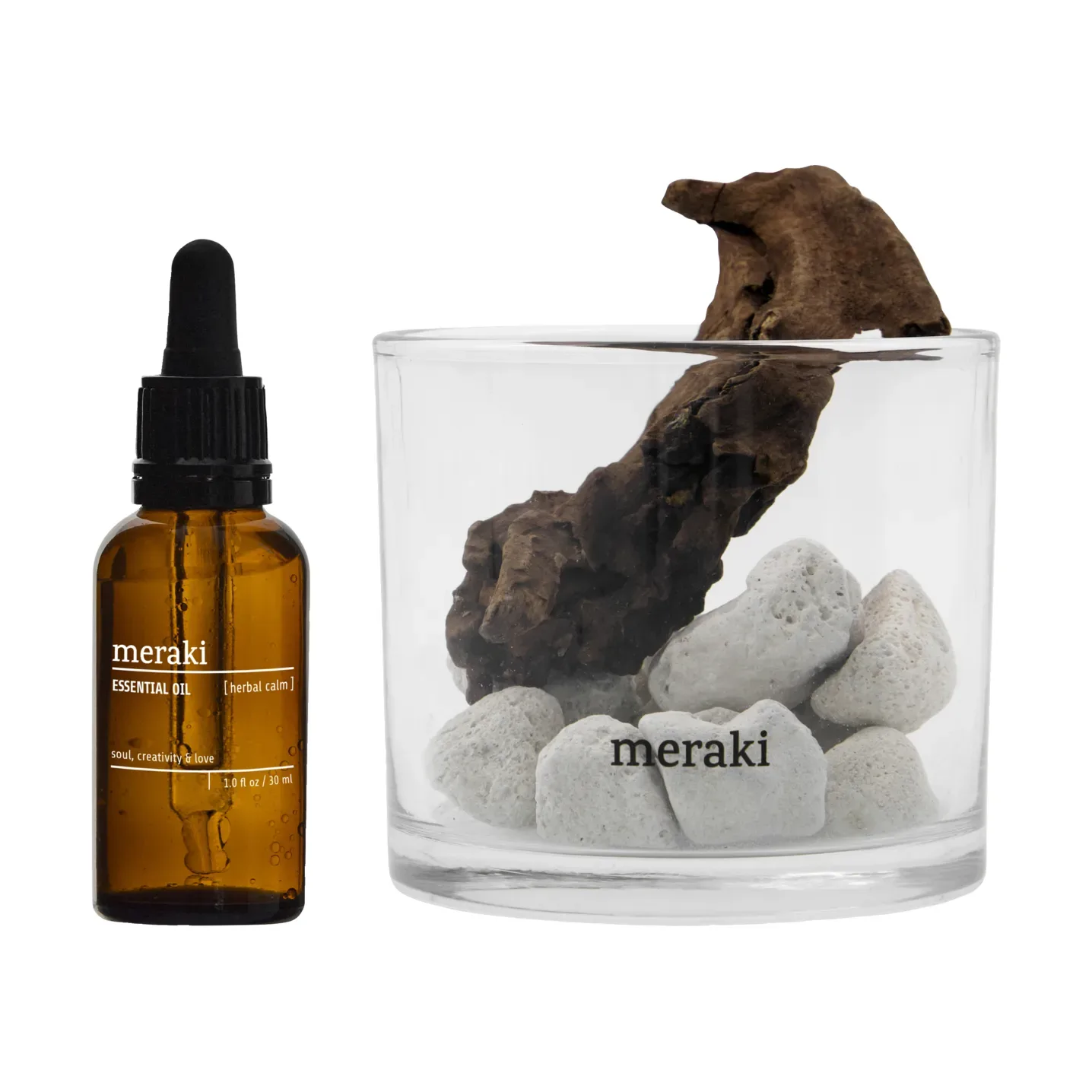 Meraki Meraki Duftdiffusor Lavastein und Holz inkl. Öl Herbal calm, Weiß