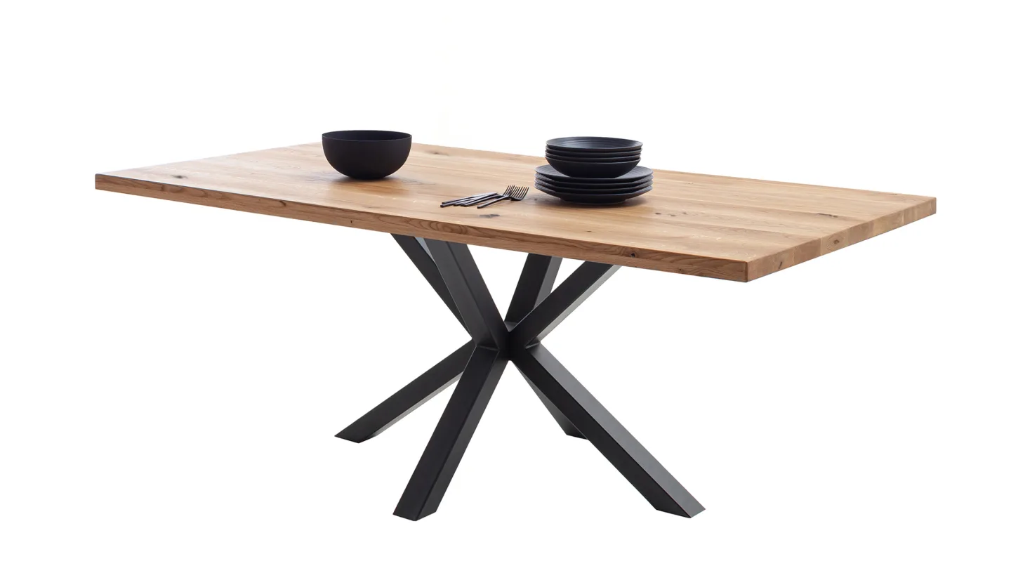 Esstisch Massivholztisch 180 cm massiv Wildeiche geölt - DEBA
