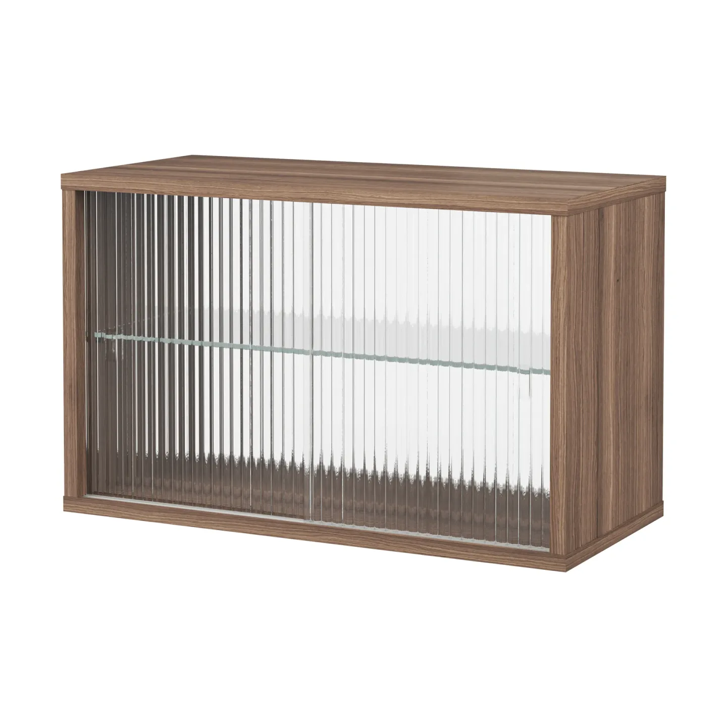 Pira Pira Vitrinenschrank Walnuss–Riffelglas, 70x31 cm, 4‑türig