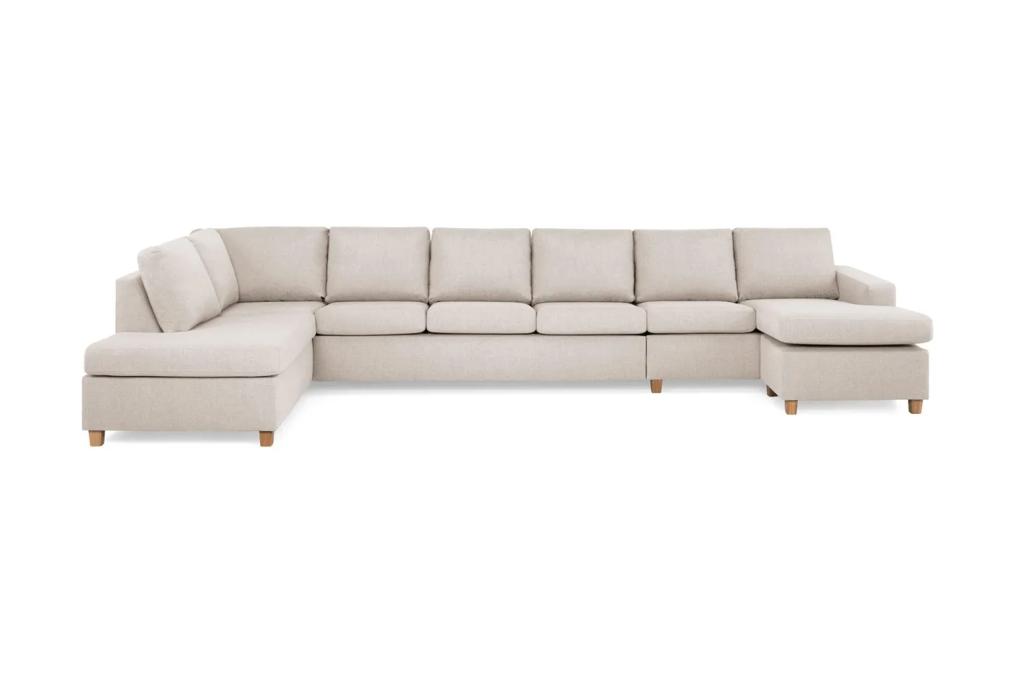 Crazy 6-sits Vänstervänd U-formad XX-Large Soffa med Divan och Schäslong i Tyg - Beige