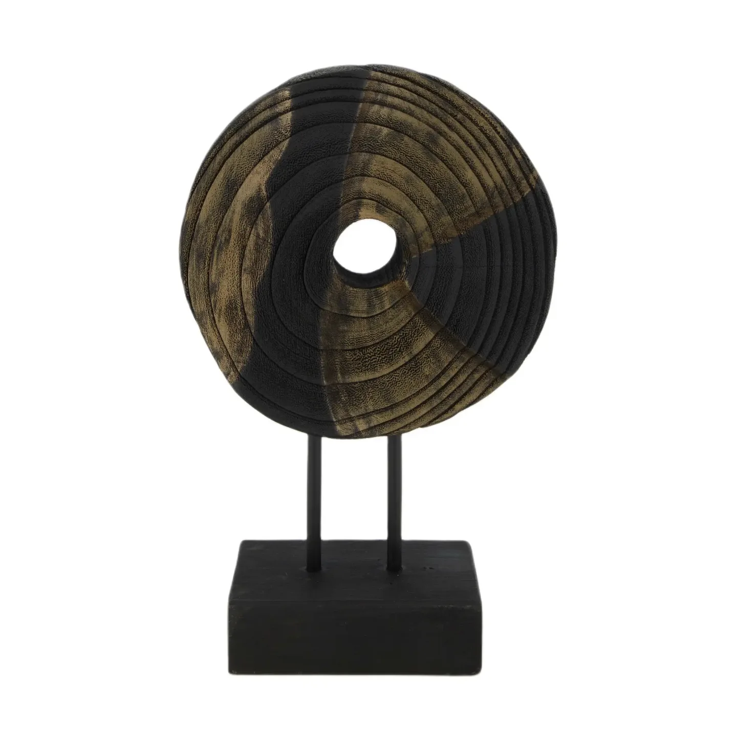 Decofinder Figur Rund, Holz, Schwarz Gold H: 29 cm | Schubiger Möbel