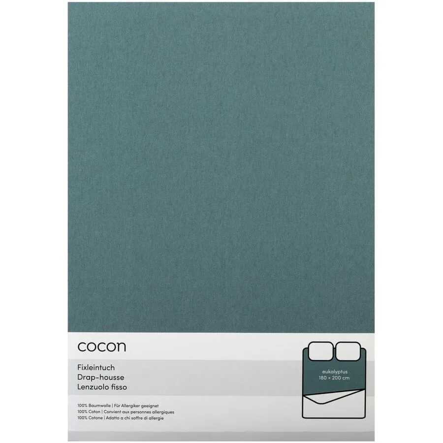 Fixleintuch COCON Eukalyptusgrün Baumwolle 180 x 200 cm - Material: Jersey