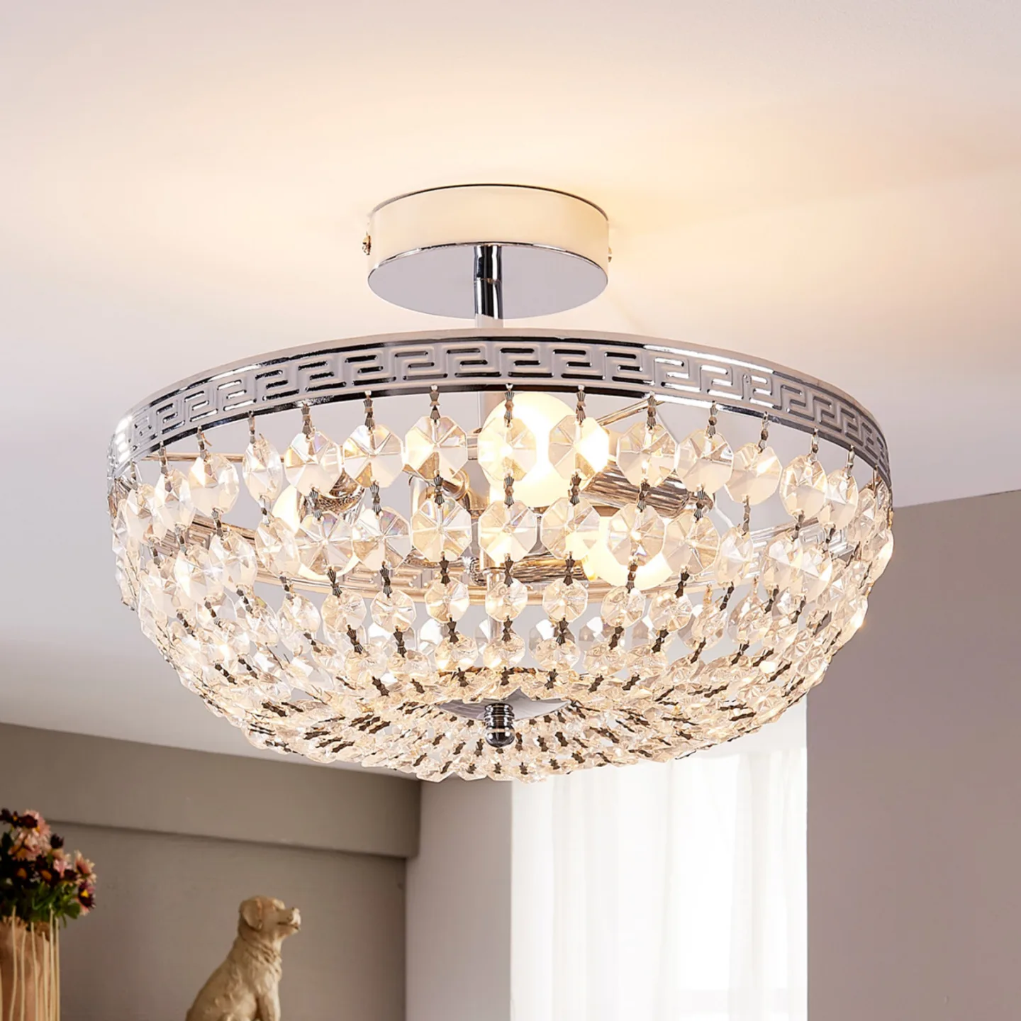 Mondrian Deckenleuchte Clear/Chrome - Lindby - Flurbereich - Modern - Kristall - Mit Abstand