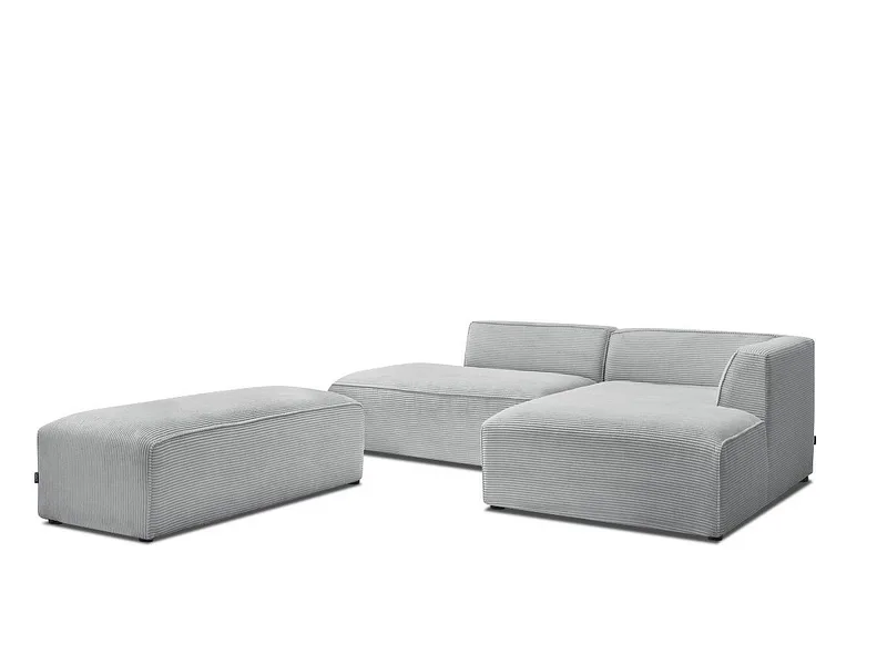Ecksofa BOBOCHIC MEGEVE Cord-Stoff hellgrau