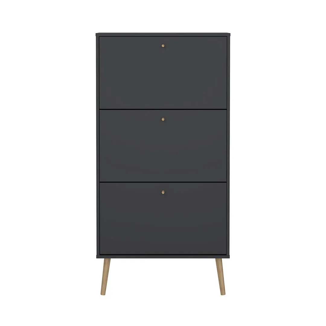 Bodo Schuhschrank 3 Klapptüren matte grau.