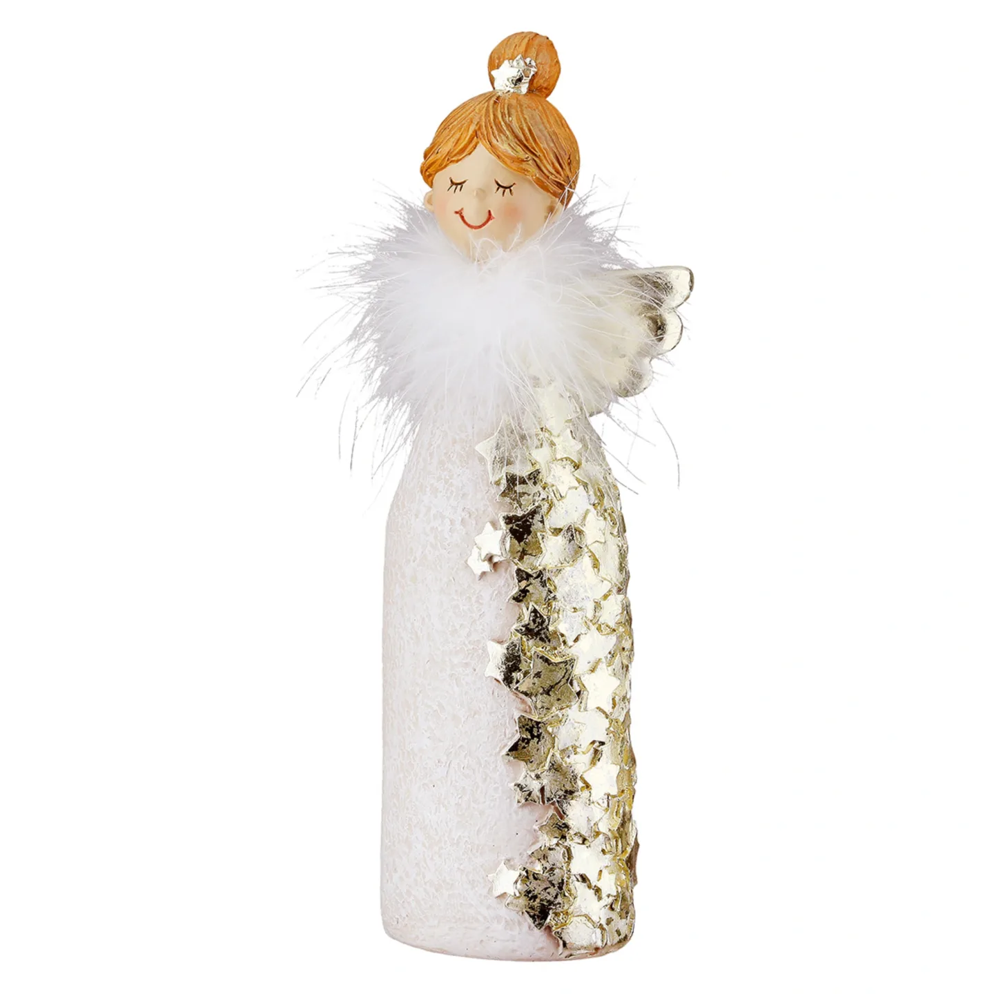 Gilde Figur Engel, Sternmuster, Creme H: 12 cm | Schubiger Möbel