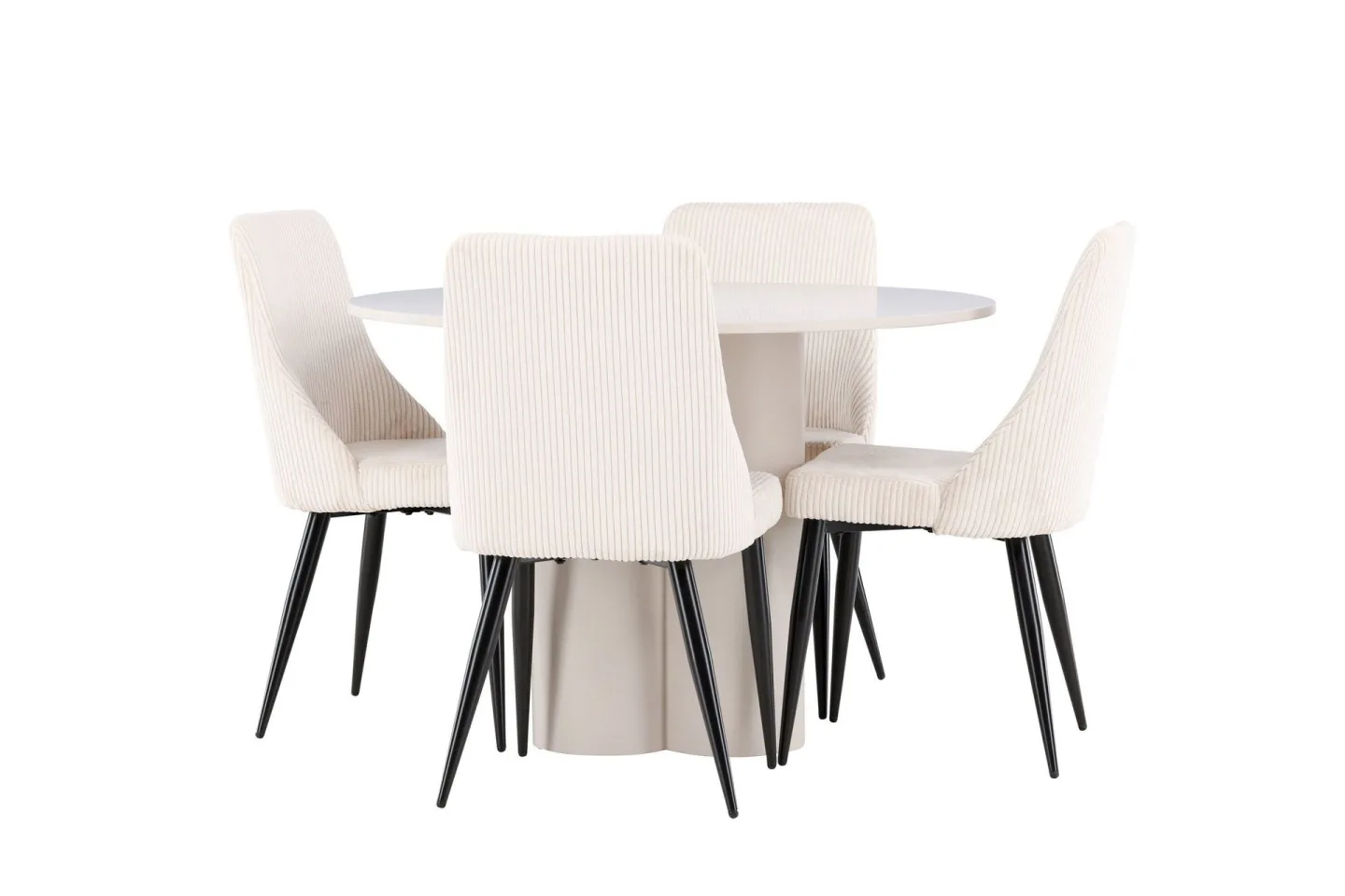 Olivia Matgrupp 110 cm Rund med 4 Leone stolar - Beige/Beige