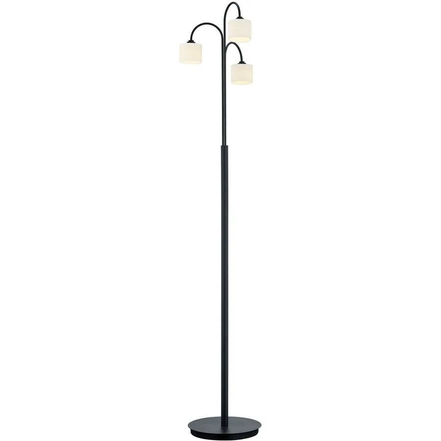 Stehlampe Anika Schwarz/Weiss Metall 150 cm - Farbe: Schwarz, Weiss - LED - Lichtfarbe: Extra warmweiss - LED Energiesparlampen
